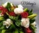 palma funebre en colores rojo y blanco - melany's flower shop